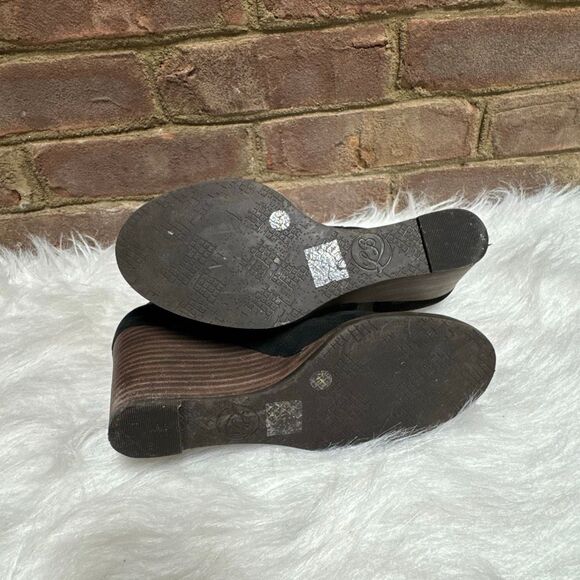 Lucky Brand Women’s Black Jaxy Open Toe Wedge Sandal Size 7.5 - Picture 7 of 10